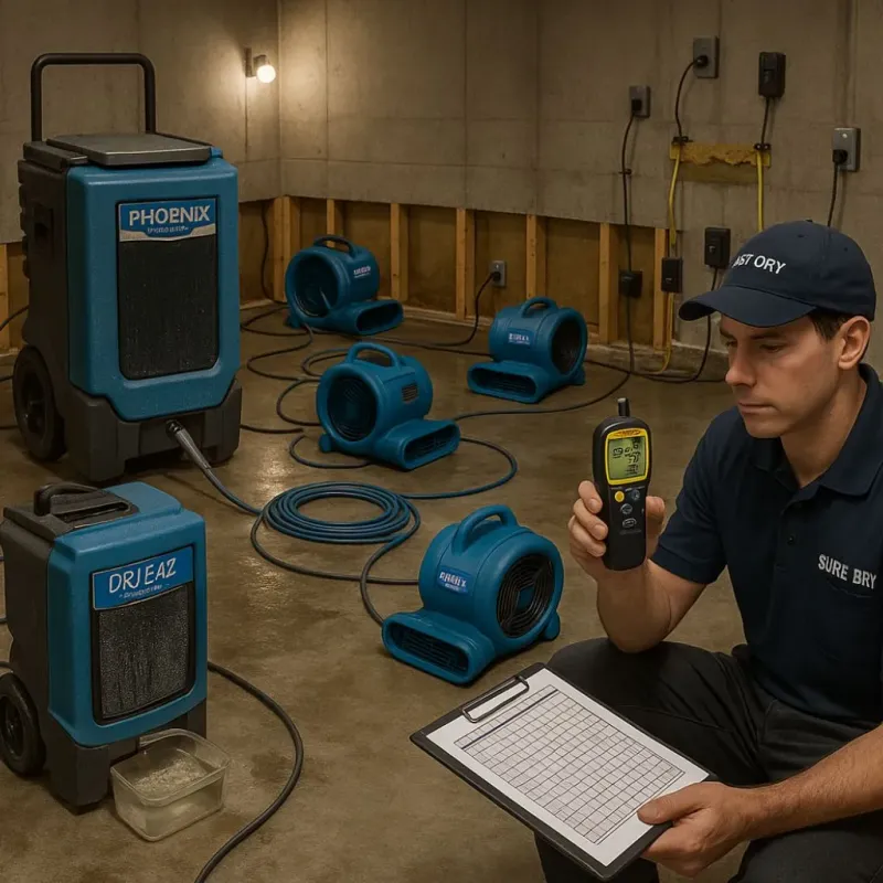 Structural Drying and Dehumidification process in Bedford, IA